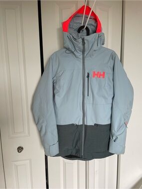 Helly Hansen Light Blue & Coral-Accent Waterproof Hooded Jacket